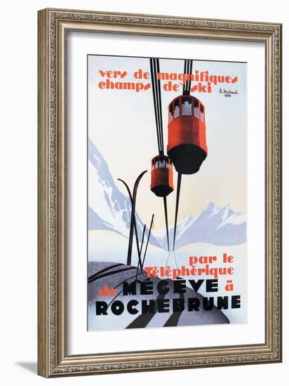 Skiing and Tram-Paul Ordner-Framed Art Print