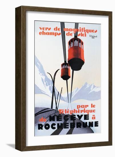 Skiing and Tram-Paul Ordner-Framed Art Print