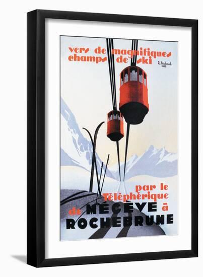 Skiing and Tram-Paul Ordner-Framed Art Print