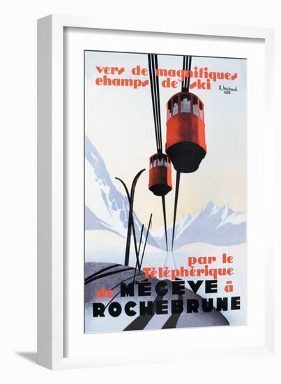 Skiing and Tram-Paul Ordner-Framed Art Print