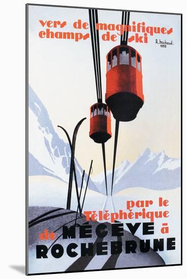 Skiing and Tram-Paul Ordner-Mounted Art Print