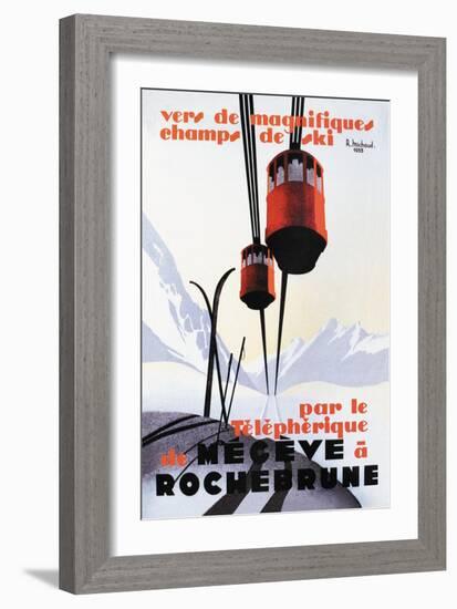 Skiing and Tram-Paul Ordner-Framed Art Print
