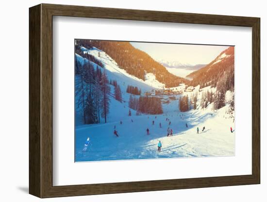 Skiing Area in West Alps in the Morning Light. Beautiful Winter Landscape - Nature and Sport Toning-lkoimages-Framed Photographic Print