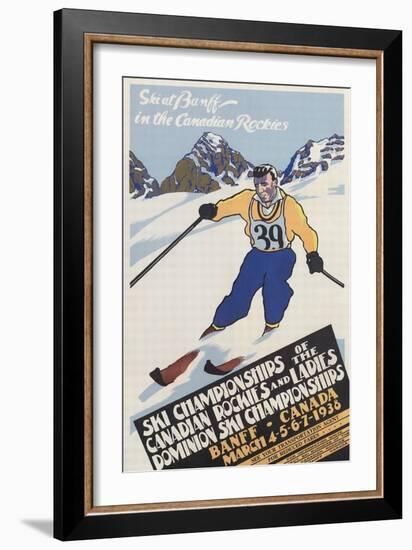 Skiing at Banff, Alberta-null-Framed Art Print