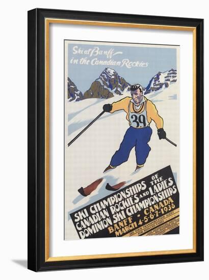 Skiing at Banff, Alberta-null-Framed Art Print