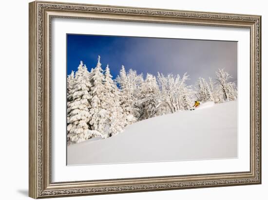 Skiing Bitter Cold Of Minus Fahrenheit Temps On Top Of Glory Mountain At Sunset On Teton Pass-Jay Goodrich-Framed Photographic Print