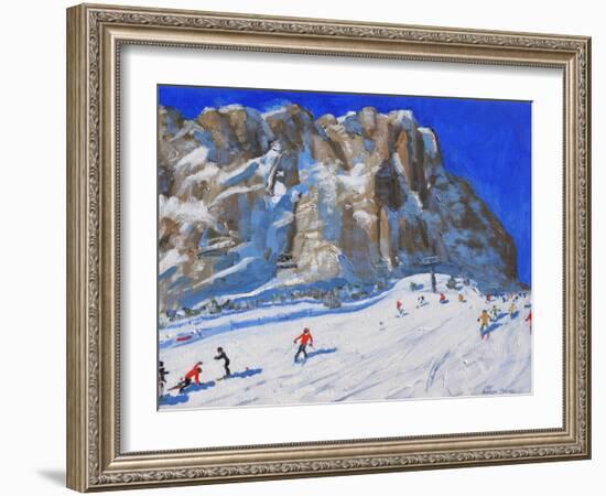 Skiing Down the Mountain, Selva Gardena-Andrew Macara-Framed Giclee Print