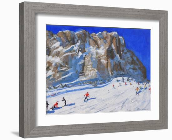 Skiing Down the Mountain, Selva Gardena-Andrew Macara-Framed Giclee Print