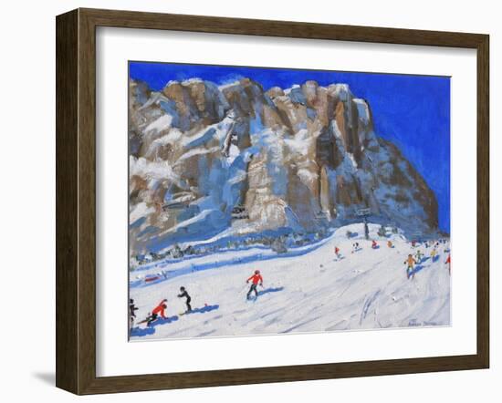 Skiing Down the Mountain, Selva Gardena-Andrew Macara-Framed Giclee Print