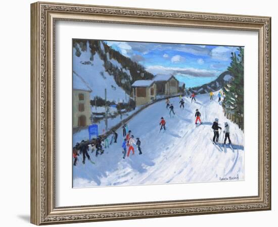 Skiing Down to Selva Val Gardena, 2016-Andrew Macara-Framed Giclee Print