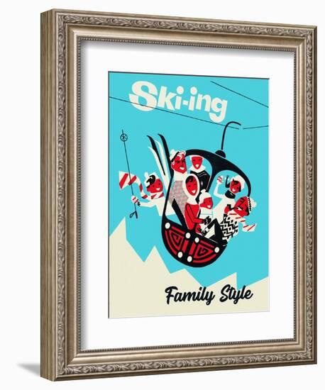 Skiing Family Style-Vintage Lavoie-Framed Giclee Print