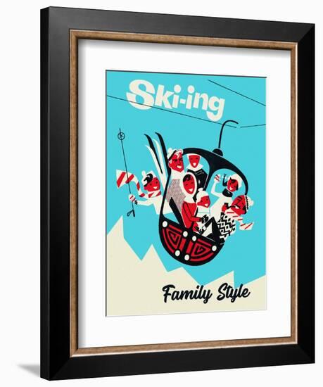 Skiing Family Style-Vintage Lavoie-Framed Giclee Print