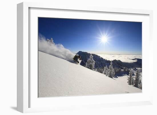 Skiing First Tracks On The Backside Of Catherines In Alta, Utah-Liam Doran-Framed Photographic Print