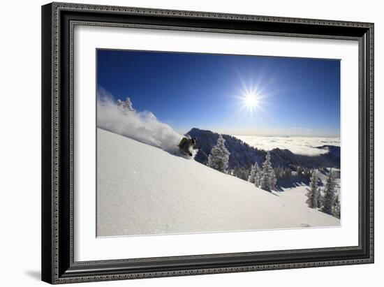 Skiing First Tracks On The Backside Of Catherines In Alta, Utah-Liam Doran-Framed Photographic Print