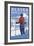 Skiing in Alaska-Lantern Press-Framed Art Print