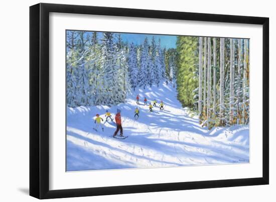 Skiing in Samoens ,France,2019,(oil on canvas)-Andrew Macara-Framed Giclee Print