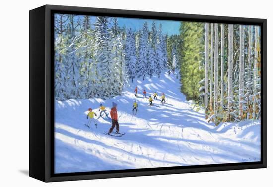 Skiing in Samoens ,France,2019,(oil on canvas)-Andrew Macara-Framed Premier Image Canvas