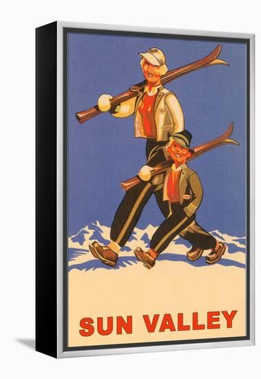 Skiing in Sun Valley, Idaho, Graphics-null-Framed Stretched Canvas