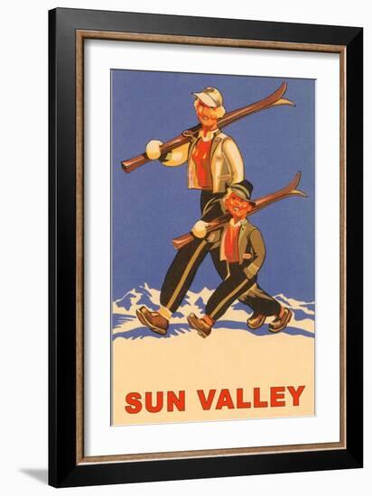 Skiing in Sun Valley, Idaho, Graphics-null-Framed Art Print