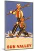 Skiing in Sun Valley, Idaho, Graphics-null-Mounted Art Print