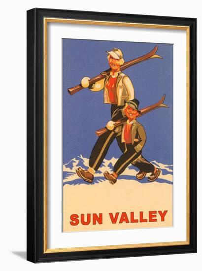 Skiing in Sun Valley, Idaho, Graphics-null-Framed Art Print