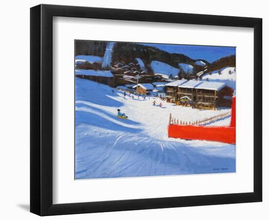 Skiing; La Clusaz, France, 2011 (Oil on Canvas)-Andrew Macara-Framed Giclee Print