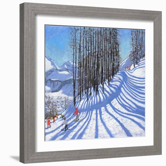 Skiing,La Daille,Tignes,France.2015,(oil on canvas)-Andrew Macara-Framed Giclee Print