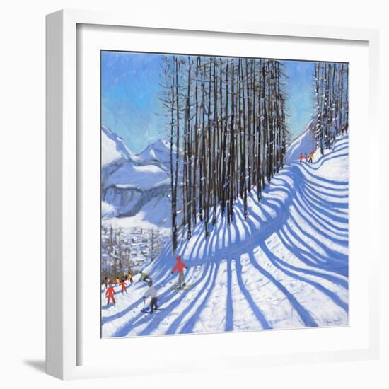 Skiing,La Daille,Tignes,France.2015,(oil on canvas)-Andrew Macara-Framed Giclee Print