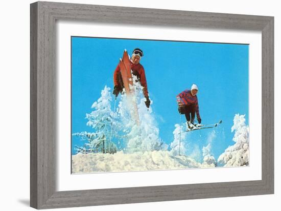 Skiing Moguls-null-Framed Art Print