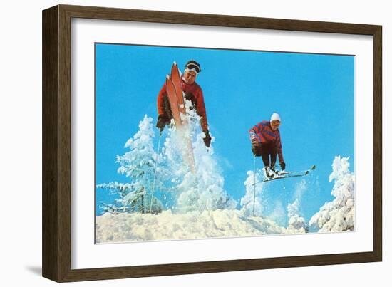 Skiing Moguls-null-Framed Art Print