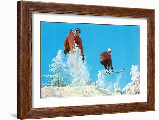 Skiing Moguls-null-Framed Art Print