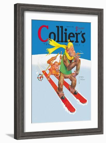 Skiing Monkeys-Lawson Wood-Framed Art Print