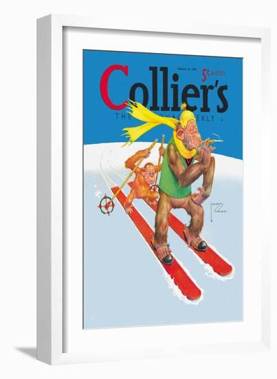 Skiing Monkeys-Lawson Wood-Framed Art Print