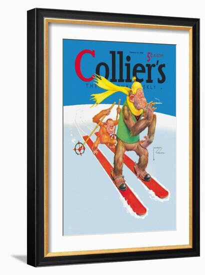 Skiing Monkeys-Lawson Wood-Framed Art Print