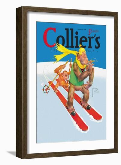 Skiing Monkeys-Lawson Wood-Framed Art Print