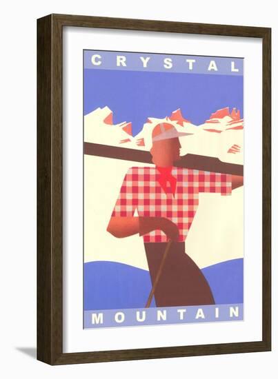 Skiing Poster, Crystal Mountain, Washington-null-Framed Art Print