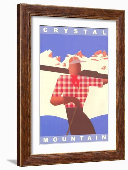 Skiing Poster, Crystal Mountain, Washington-null-Framed Art Print