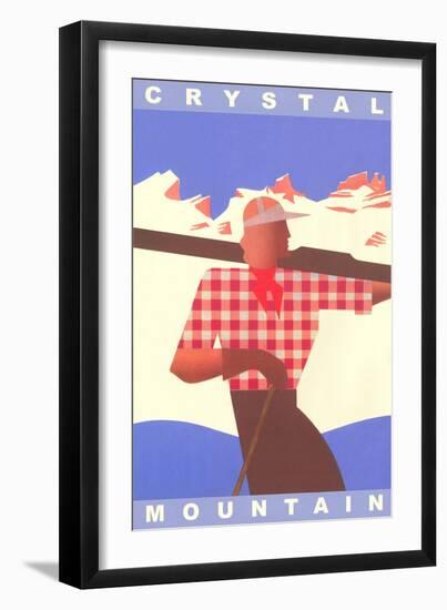 Skiing Poster, Crystal Mountain, Washington-null-Framed Art Print