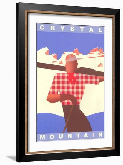 Skiing Poster, Crystal Mountain, Washington-null-Framed Art Print