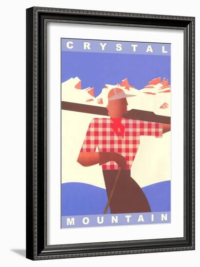 Skiing Poster, Crystal Mountain, Washington-null-Framed Art Print