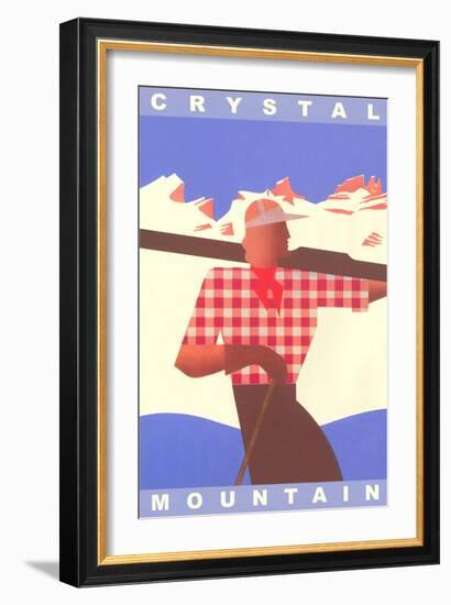 Skiing Poster, Crystal Mountain, Washington-null-Framed Art Print