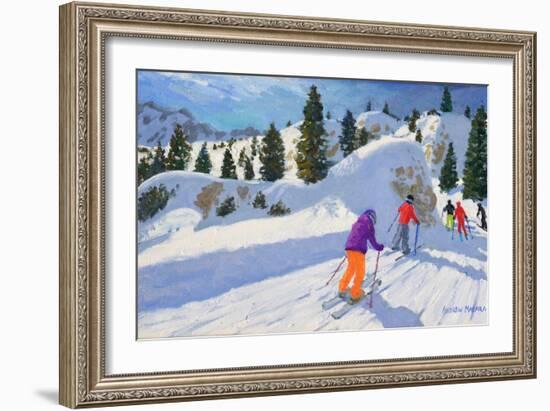 Skiing, Rock City, Selva Gardena, Italy, 2016-Andrew Macara-Framed Giclee Print