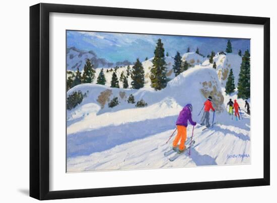 Skiing, Rock City, Selva Gardena, Italy, 2016-Andrew Macara-Framed Giclee Print