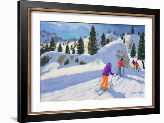 Skiing, Rock City, Selva Gardena, Italy, 2016-Andrew Macara-Framed Giclee Print