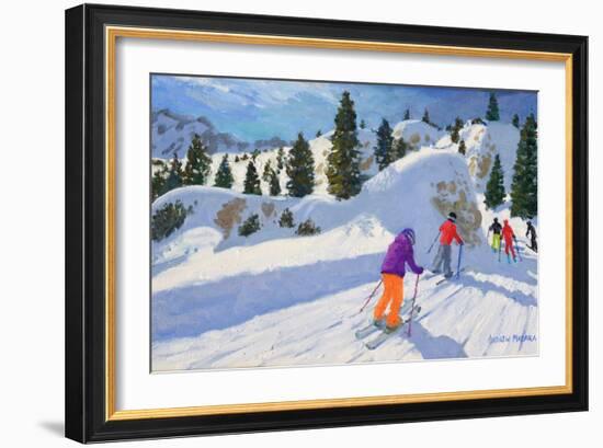 Skiing, Rock City, Selva Gardena, Italy, 2016-Andrew Macara-Framed Giclee Print