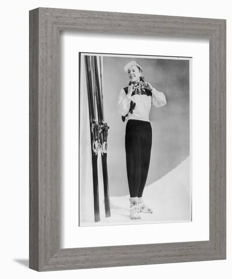 SkIIng Suit with a Wind-Proof Jacket with Lace-Up Front and Contrasting Yoke by Jean Destre-null-Framed Art Print