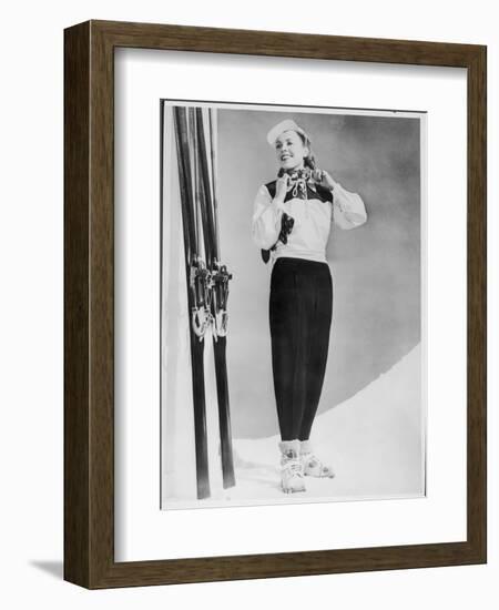 SkIIng Suit with a Wind-Proof Jacket with Lace-Up Front and Contrasting Yoke by Jean Destre-null-Framed Art Print