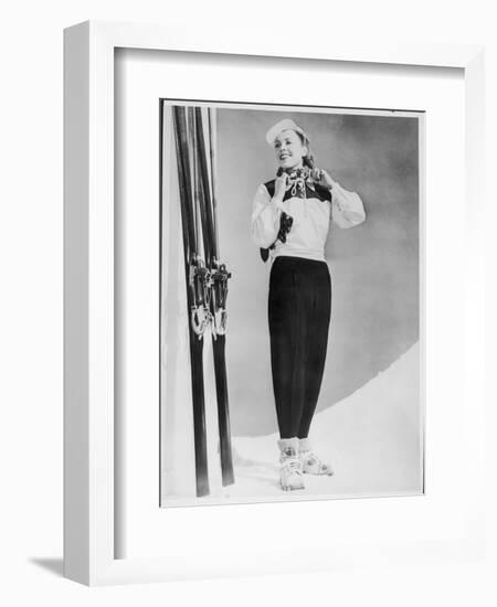 SkIIng Suit with a Wind-Proof Jacket with Lace-Up Front and Contrasting Yoke by Jean Destre-null-Framed Art Print