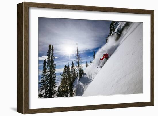 Skiing The Teton Backcountry Powder After A Winter Storm Clears Near Jackson Hole Mountain Resort-Jay Goodrich-Framed Photographic Print