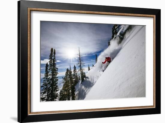 Skiing The Teton Backcountry Powder After A Winter Storm Clears Near Jackson Hole Mountain Resort-Jay Goodrich-Framed Photographic Print